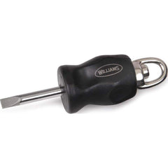 Williams - Slotted Screwdrivers; Tool Type: Tethered Slotted Screwdriver ; Overall Length Range: Less than 4" ; Handle Style: Comfort Grip ; Blade Width (Inch): 3/16 ; Overall Length (Inch): 3-7/8 ; Handle Length (Inch): 2-3/8 - Exact Tooling