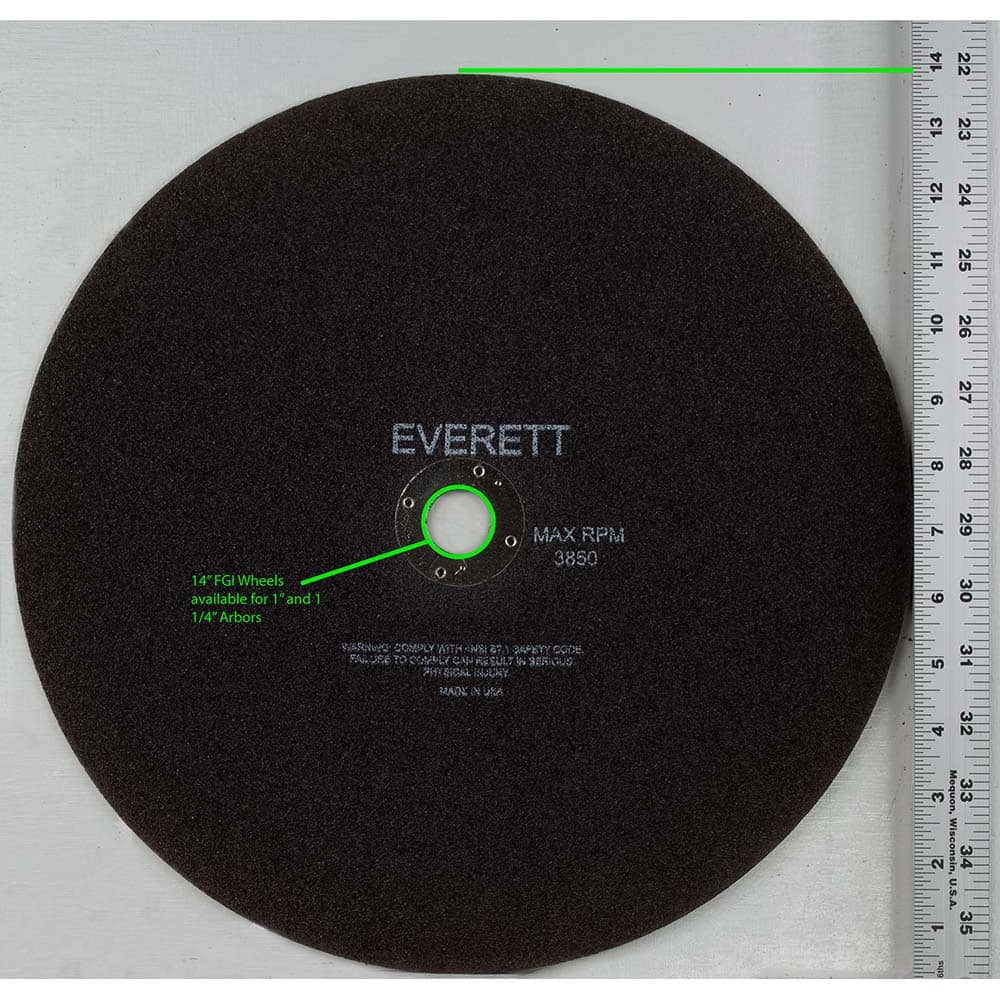 Everett - Cutoff Wheels; Tool Compatibility: Chop Saws; Cut-Off Saw; Electric-Powered Saw; Portable Saw; Shop Saw; Stationary Saw ; Wheel Diameter (Inch): 14 ; Hole Size (Decimal Inch): 0.1250 ; Hole Size (mm): 0.125 ; Wheel Thickness (Inch): 1/8 ; Abras - Exact Tooling