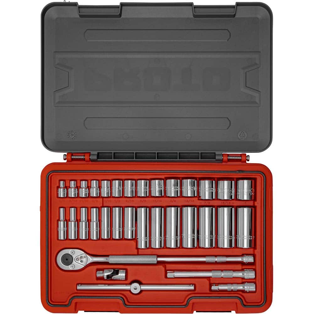 Proto - Socket Sets; Measurement Type: SAE ; Drive Size: 0.375 ; Minimum Size (Inch): 3/8 ; Maximum Size (Inch): 1 ; Tool Type: Socket Set ; Number of Pieces: 34.000 - Exact Tooling