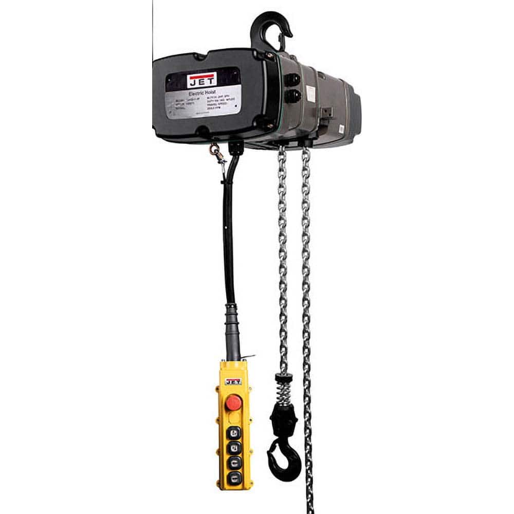 Jet - Electric Hoists; Type: Electric Hoist ; Load Capacity (Ton): 1 ; Load Capacity (Lb.): 2200.000 ; Maximum Lift Distance (Feet): 20 ; Voltage: 460 ; Lift Motor Phase: 3 - Exact Tooling