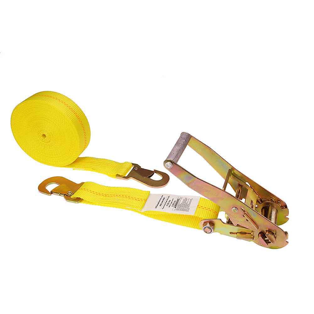 US Cargo Control - Slings & Tiedowns (Load-Rated); Type: Ratchet Tie Down ; Length (Feet): 30 ; Basket Capacity (Lb.): 2000 ; Material: Polyester ; Color: Yellow - Exact Tooling