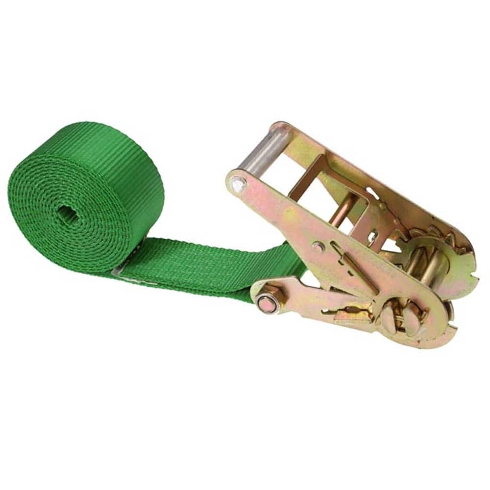 US Cargo Control - Slings & Tiedowns (Load-Rated); Type: Ratchet Tie Down ; Length (Feet): 20 ; Basket Capacity (Lb.): 333 ; Material: Polyester ; Color: Green - Exact Tooling