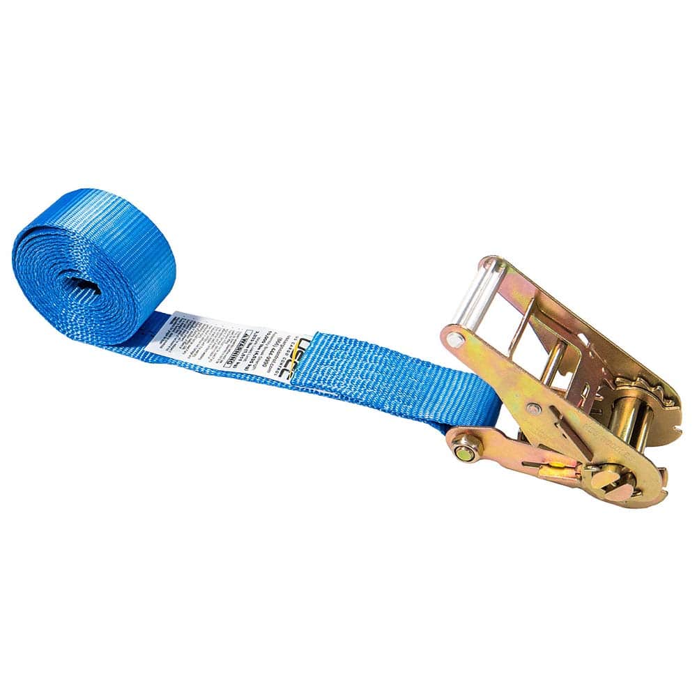 US Cargo Control - Slings & Tiedowns (Load-Rated); Type: Ratchet Tie Down ; Length (Feet): 20 ; Basket Capacity (Lb.): 3333 ; Material: Polyester ; Color: Blue - Exact Tooling