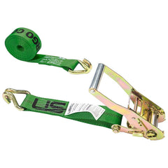 US Cargo Control - Slings & Tiedowns (Load-Rated); Type: Ratchet Tie Down ; Length (Feet): 12 ; Basket Capacity (Lb.): 3333 ; Material: Polyester ; Color: Green - Exact Tooling