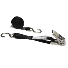 US Cargo Control - Slings & Tiedowns (Load-Rated); Type: Ratchet Tie Down ; Length (Feet): 10 ; Basket Capacity (Lb.): 255 ; Material: Polyester ; Color: Black - Exact Tooling