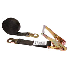 US Cargo Control - Slings & Tiedowns (Load-Rated); Type: Ratchet Tie Down ; Length (Feet): 27 ; Basket Capacity (Lb.): 2000 ; Material: Polyester ; Color: Black - Exact Tooling