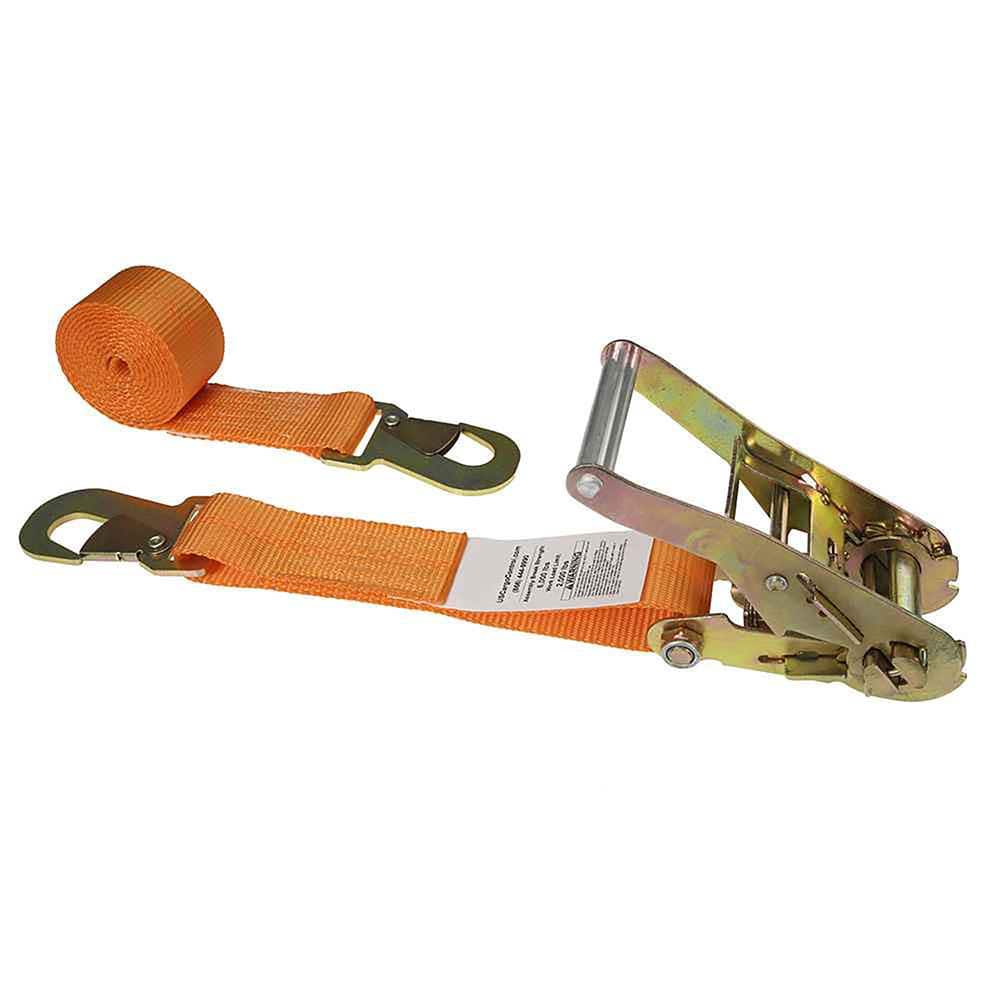 US Cargo Control - Slings & Tiedowns (Load-Rated); Type: Ratchet Tie Down ; Length (Feet): 8 ; Basket Capacity (Lb.): 2000 ; Material: Polyester ; Color: Orange - Exact Tooling