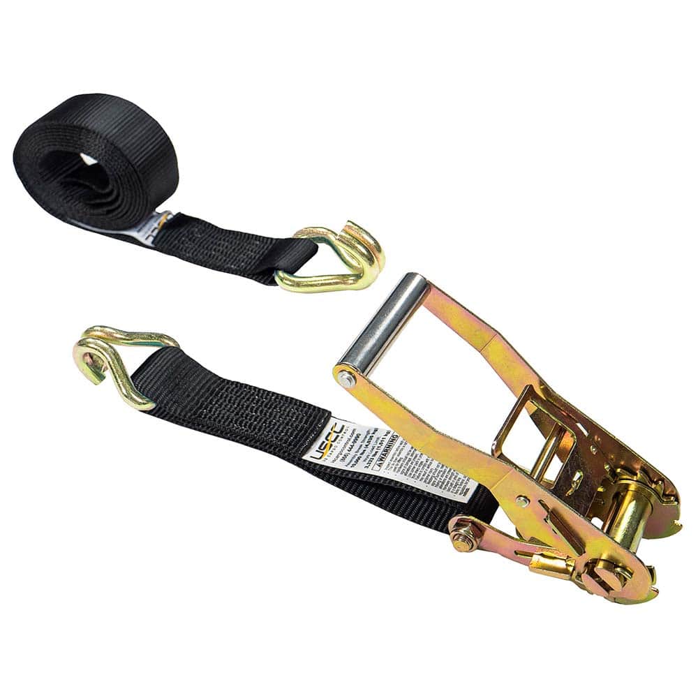 US Cargo Control - Slings & Tiedowns (Load-Rated); Type: Ratchet Tie Down ; Length (Feet): 18 ; Basket Capacity (Lb.): 3333 ; Material: Polyester ; Color: Black - Exact Tooling