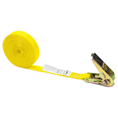 US Cargo Control - Slings & Tiedowns (Load-Rated); Type: Ratchet Tie Down ; Length (Feet): 20 ; Basket Capacity (Lb.): 500 ; Material: Polyester ; Color: Yellow - Exact Tooling