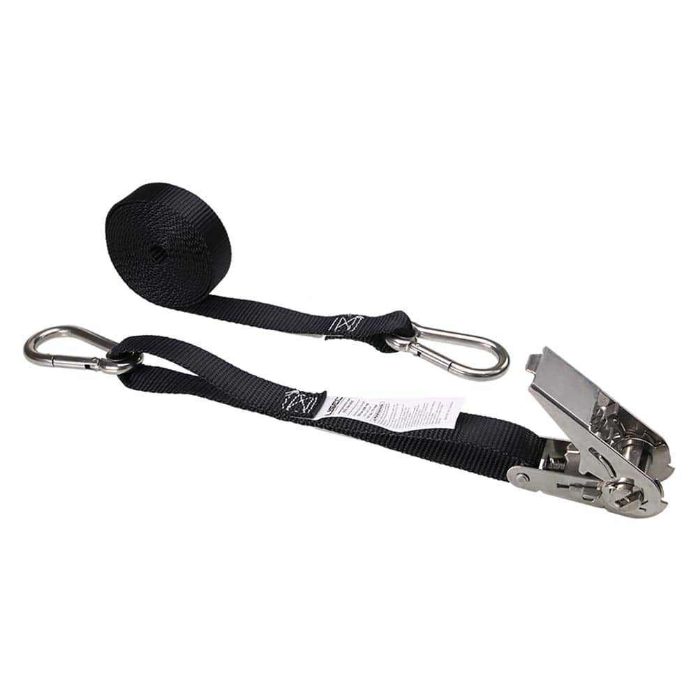 US Cargo Control - Slings & Tiedowns (Load-Rated); Type: Ratchet Tie Down ; Length (Feet): 10 ; Basket Capacity (Lb.): 166 ; Material: Polyester ; Color: Black - Exact Tooling