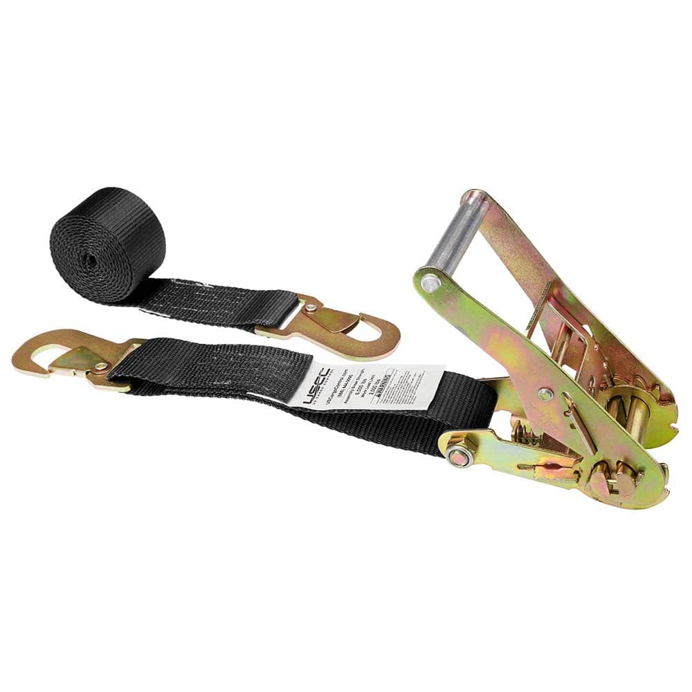 US Cargo Control - Slings & Tiedowns (Load-Rated); Type: Ratchet Tie Down ; Length (Feet): 12 ; Basket Capacity (Lb.): 2000 ; Material: Polyester ; Color: Black - Exact Tooling