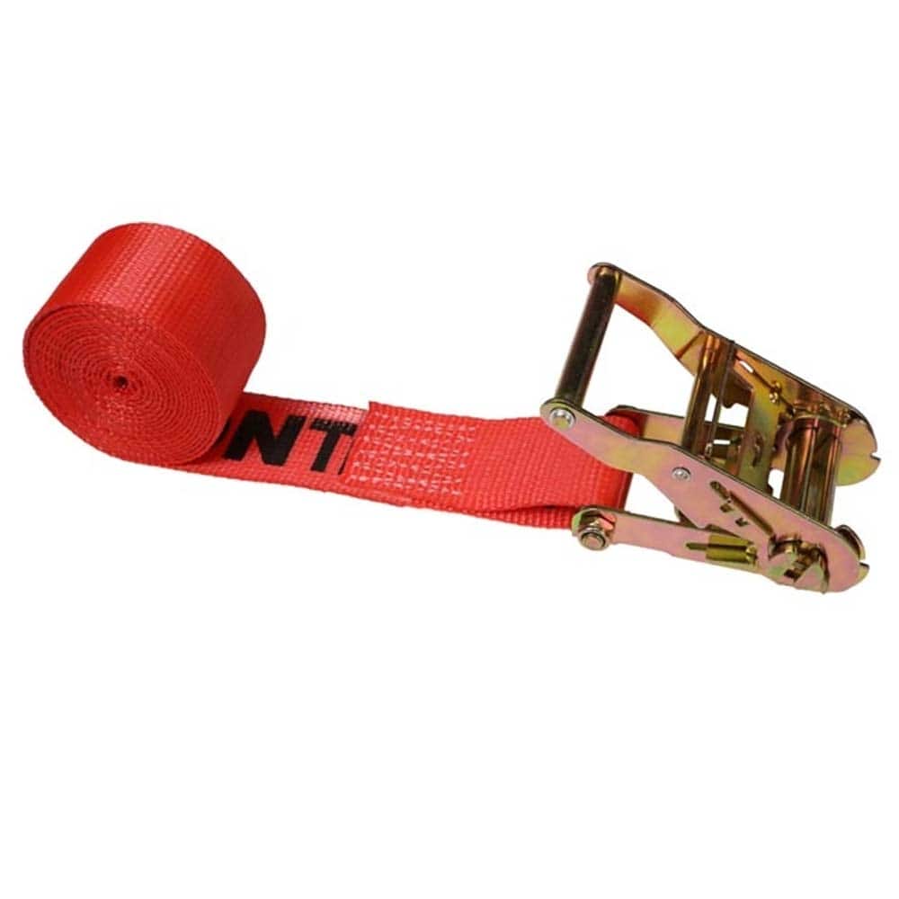 US Cargo Control - Slings & Tiedowns (Load-Rated); Type: Ratchet Tie Down ; Length (Feet): 15 ; Basket Capacity (Lb.): 1467 ; Material: Polyester ; Color: Red - Exact Tooling