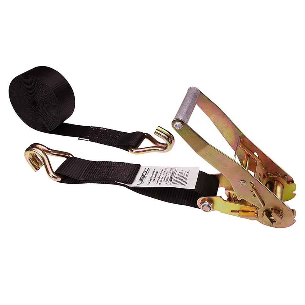 US Cargo Control - Slings & Tiedowns (Load-Rated); Type: Ratchet Tie Down ; Length (Feet): 24 ; Basket Capacity (Lb.): 3333 ; Material: Polyester ; Color: Black - Exact Tooling