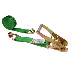 US Cargo Control - Slings & Tiedowns (Load-Rated); Type: Ratchet Tie Down ; Length (Feet): 24 ; Basket Capacity (Lb.): 3333 ; Material: Polyester ; Color: Green - Exact Tooling