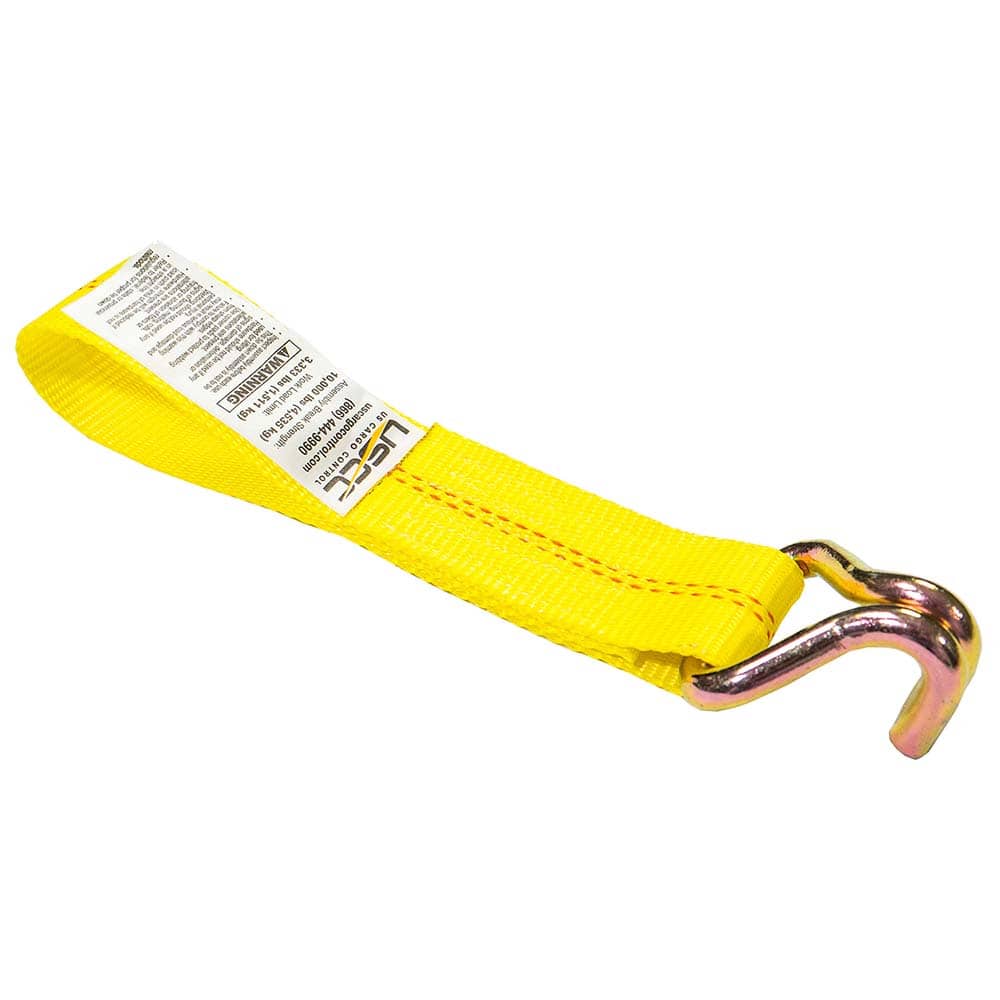 US Cargo Control - Slings & Tiedowns (Load-Rated); Type: Ratchet Tie Down ; Length (Feet): 11 ; Basket Capacity (Lb.): 3333 ; Material: Polyester ; Color: Yellow - Exact Tooling