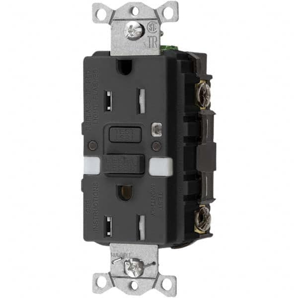 Hubbell Wiring Device-Kellems - GFCI Receptacles Grade: Commercial Color: Black - Exact Tooling