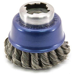 Osborn - 2-1/2" Diam 5/8-11 Threaded Arbor Stainless Steel Fill Cup Brush - Exact Tooling