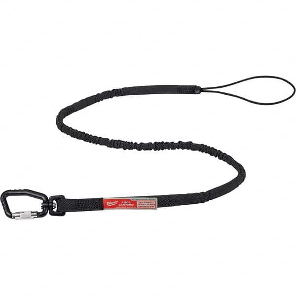 Milwaukee Tool - Tool Holding Accessories; Type: Tool Lanyard ; Connection Type: Carabiner ; Length: 54.00 ; Length (Decimal Inch): 54.00 ; Additional Info: 15lb 54" Extended Reach Locking Tool Lanyard ; Color: Black - Exact Tooling