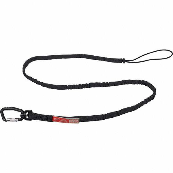 Milwaukee Tool - Tool Holding Accessories; Type: Tool Lanyard ; Connection Type: Carabiner ; Length: 72.00 ; Length (Decimal Inch): 72.00 ; Additional Info: 15lb 72" Extended Reach Locking Tool Lanyard ; Color: Black - Exact Tooling