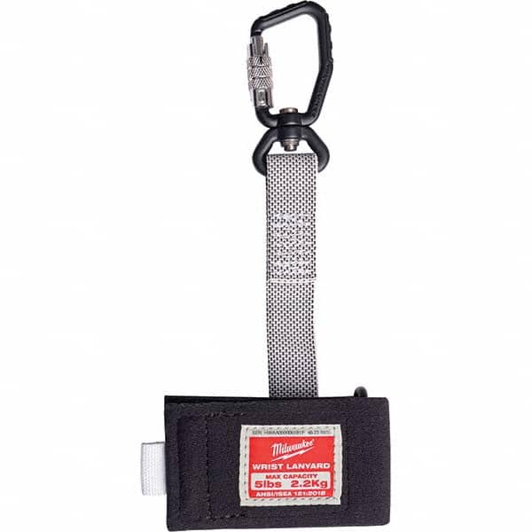 Milwaukee Tool - Tool Holding Accessories; Type: Tool Lanyard ; Connection Type: Carabiner ; Length: 9.00 ; Length (Decimal Inch): 9.00 ; Additional Info: 5lb Quick-Connect Wrist Lanyard ; Color: Black; Gray - Exact Tooling