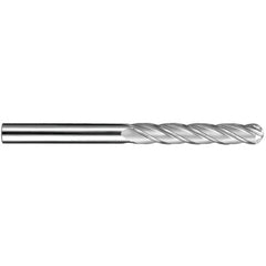 25 mm Dia. × 25 mm Shank × 75 mm DOC × 150 mm OAL, Carbide AlTiN, Spiral , 4 Flute, 30° Helix, Ballnose End Mill - Exact Tooling