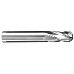 9/64″ Dia. × 3/16″ Shank × 1/2″ DOC × 2″ OAL, Carbide TiN, Spiral , 4 Flute, 30° Helix, Ballnose End Mill - Exact Tooling