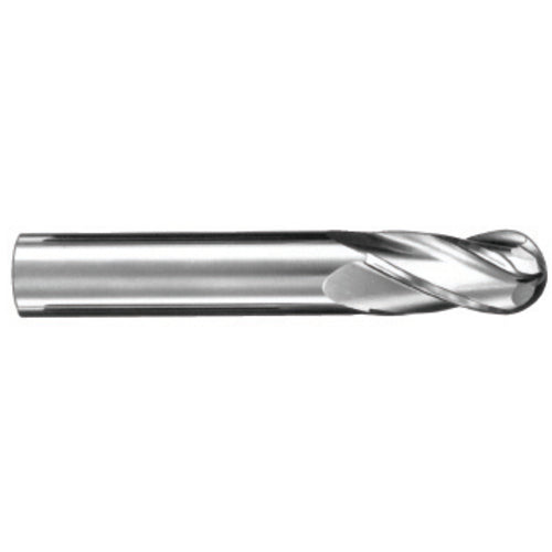 ‎9/32″ Dia. × 5/16″ Shank × 3/4″ DOC × 2-1/2″ OAL, Carbide Uncoated, Spiral , 4 Flute, 30° Helix, Ballnose End Mill - Exact Tooling