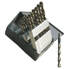 ‎1/16-1/2 RHS / RHC HSS 135 Degree Split Point Heavy Duty Black & Gold Parabolic Jobber Length Drill Set - Black & Gold - Exact Tooling