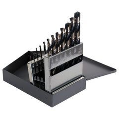 ‎1/16-1/2 RHS / RHC HSS 135 Degree Split Point Heavy Duty Black & Gold Jobber Length Drill Set - Black & Gold - Exact Tooling