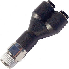 Legris - Plastic Push-To-Connect Tube Fittings Type: Male Y Connector Tube Outside Diameter (Inch): 1/8 - Exact Tooling