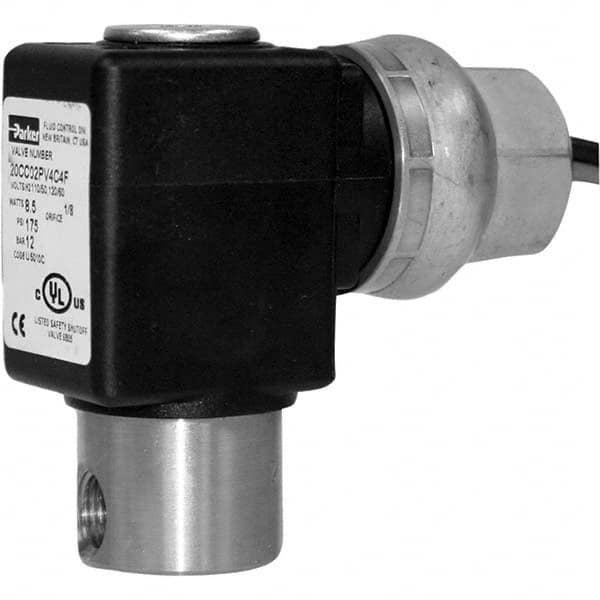 Parker - 120/60 - 110/50 VAC 1/8" NPT Port Stainless Steel Two-Way Direct Acting Solenoid Valve - Exact Tooling