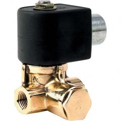 Parker - 120/60 - 110/50 VAC 1/4" NPT Port Brass Two-Way Internally Piloted Diaphragm Solenoid Valve - Exact Tooling