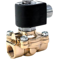 Parker - 120/60 - 110/50 VAC 1/2" NPT Port Brass Two-Way Internally Piloted Diaphragm Solenoid Valve - Exact Tooling