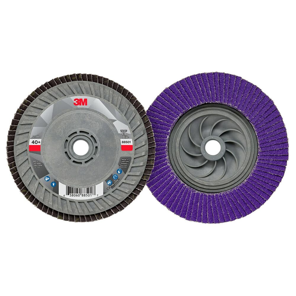 3M - Flap Discs; Abrasive Type: Coated ; Flap Disc Type: Type 29 ; Disc Diameter (Inch): 5 ; Abrasive Material: Ceramic ; Grit: 40 ; Attaching System: Threaded Hole - Exact Tooling