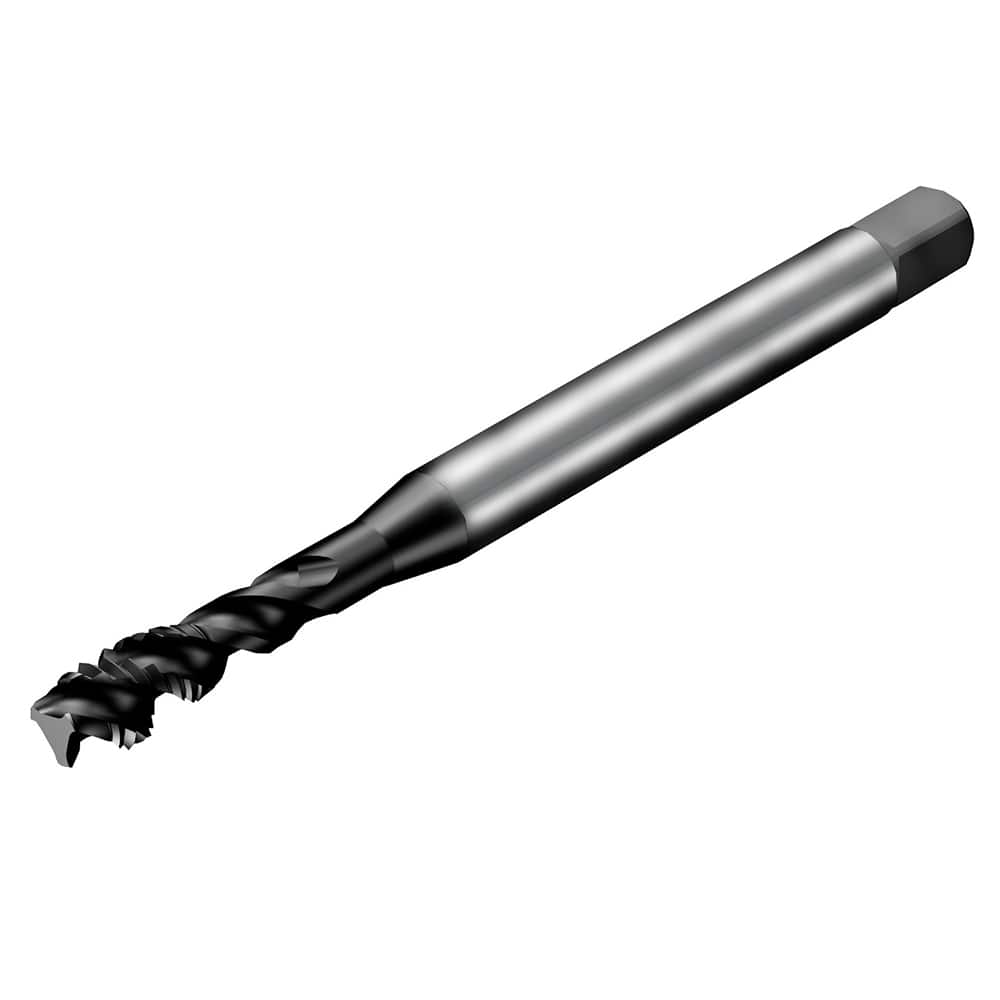 Sandvik Coromant - Spiral Flute Taps; Thread Size (Inch): 1/4-20 ; Chamfer: Semi-Bottoming ; Class of Fit: 2BX ; Number of Flutes: 3 ; Material: HSS-E-PM ; Finish/Coating: TiAlN - Exact Tooling