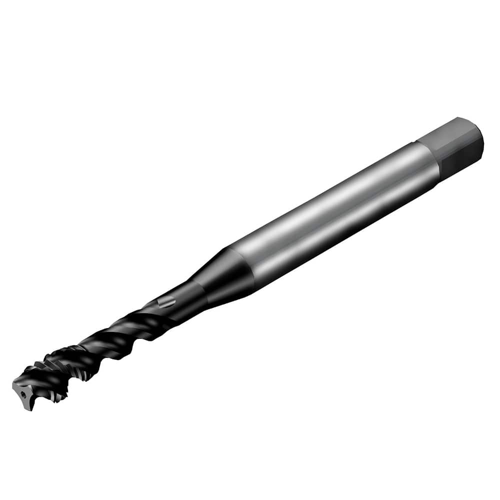 Sandvik Coromant - Spiral Flute Taps; Thread Size (mm): M4x0.70 ; Chamfer: Semi-Bottoming ; Class of Fit: 6HX ; Number of Flutes: 3 ; Material: HSS-E-PM ; Finish/Coating: TiAlN - Exact Tooling