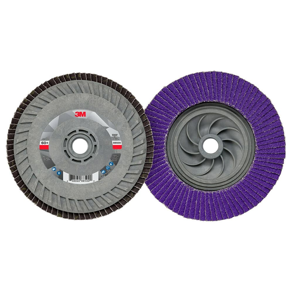 3M - Flap Discs; Abrasive Type: Coated ; Flap Disc Type: Type 29 ; Disc Diameter (Inch): 5 ; Abrasive Material: Ceramic ; Grit: 60 ; Attaching System: Threaded Hole - Exact Tooling