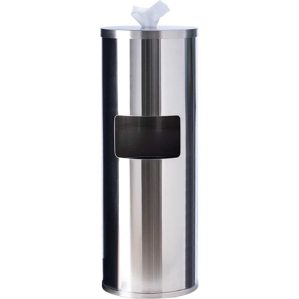 GoodEarth - Wipe Dispensers; For Use With: Wipes ; Dispenser Style: Manual ; Color: Stainless-Steel ; Includes: 7 gallon trash receptacle ; Material: Heavy Gauge Stainless-Steel - Exact Tooling