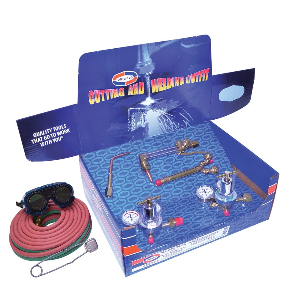 Made in USA - Oxygen/Acetylene Torch Kits; Type: Oxyacetylene; Hydrogen; MAP//Pro; Propane; Natural Gas ; Maximum Cutting: 6 (Inch); Welding Capacity: 1-1/4 (Inch); Maximum Heating Capacity: 5600?F ; Contents: Welding Handle WH370; Cutting Attachment CA3 - Exact Tooling