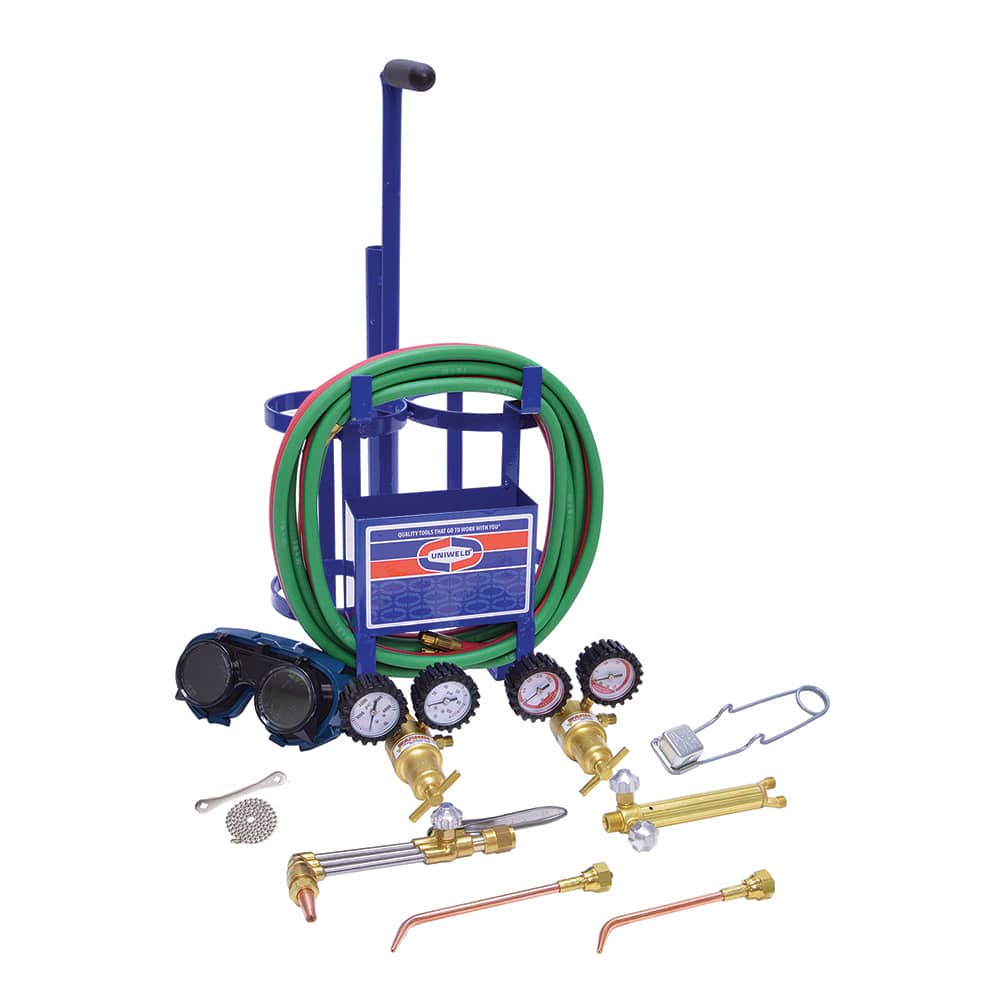 Made in USA - Oxygen/Acetylene Torch Kits; Type: Oxyacetylene; Hydrogen; MAP//Pro; Propane; Natural Gas ; Maximum Cutting: 2 (Inch); Welding Capacity: 1/4 (Inch); Maximum Heating Capacity: 5600?F ; Contents: Welding Handle 71; Cutting Attachment CA100; O - Exact Tooling