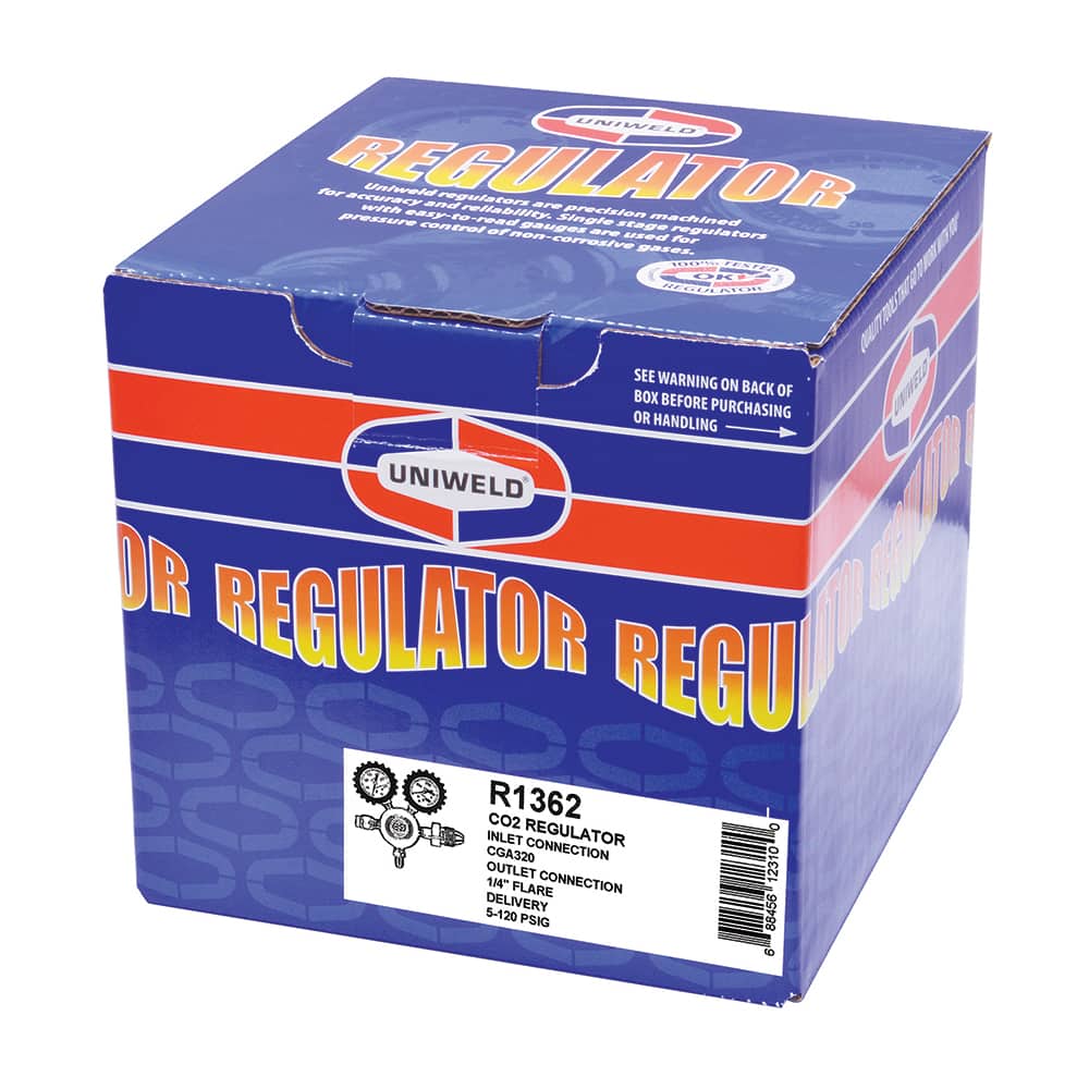 Made in USA - 1/4 NPT 0 - 120 psi CO2 Regulator Rubber, Brass Regulator with Gauge - Exact Tooling