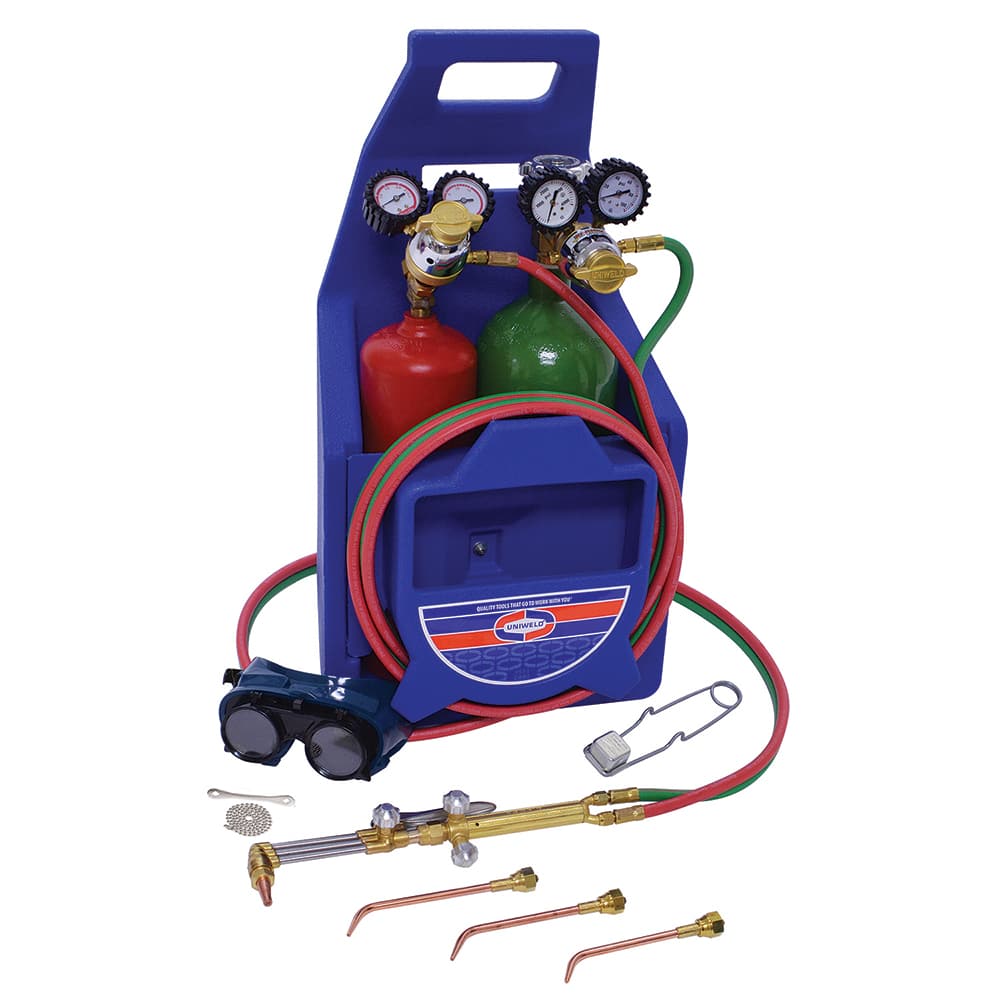 Made in USA - Oxygen/Acetylene Torch Kits; Type: Oxyacetylene; Hydrogen; MAP//Pro; Propane; Natural Gas ; Maximum Cutting: 2 (Inch); Welding Capacity: 1/4 (Inch); Maximum Heating Capacity: 5600?F ; Contents: Welding Handle 71; Cutting Attachment CA100; O - Exact Tooling