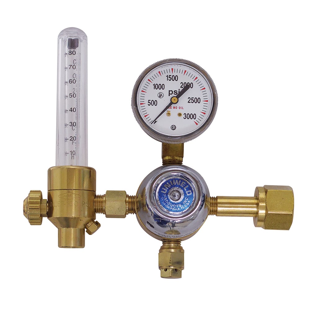 Made in USA - Flowmeters; Type: Flowmeter; Regulator ; Port Thread Style: NPT ; Port Size: 5/8 (Inch); Material: Brass; Plastic; Steel; Polycarbonate ; Maximum Working Pressure: 50 ; Contents: Regulator; Flowmeter - Exact Tooling