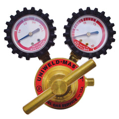 Made in USA - Welding Regulators; Gas Type: Acetylene ; CGA Inlet Connection: 520 ; Fitting Type: B L/H; Male ; Maximum Pressure (psi): 400.00 ; Thread Size: ?A? 24 (LH) ; Rotation: Clockwise - Exact Tooling