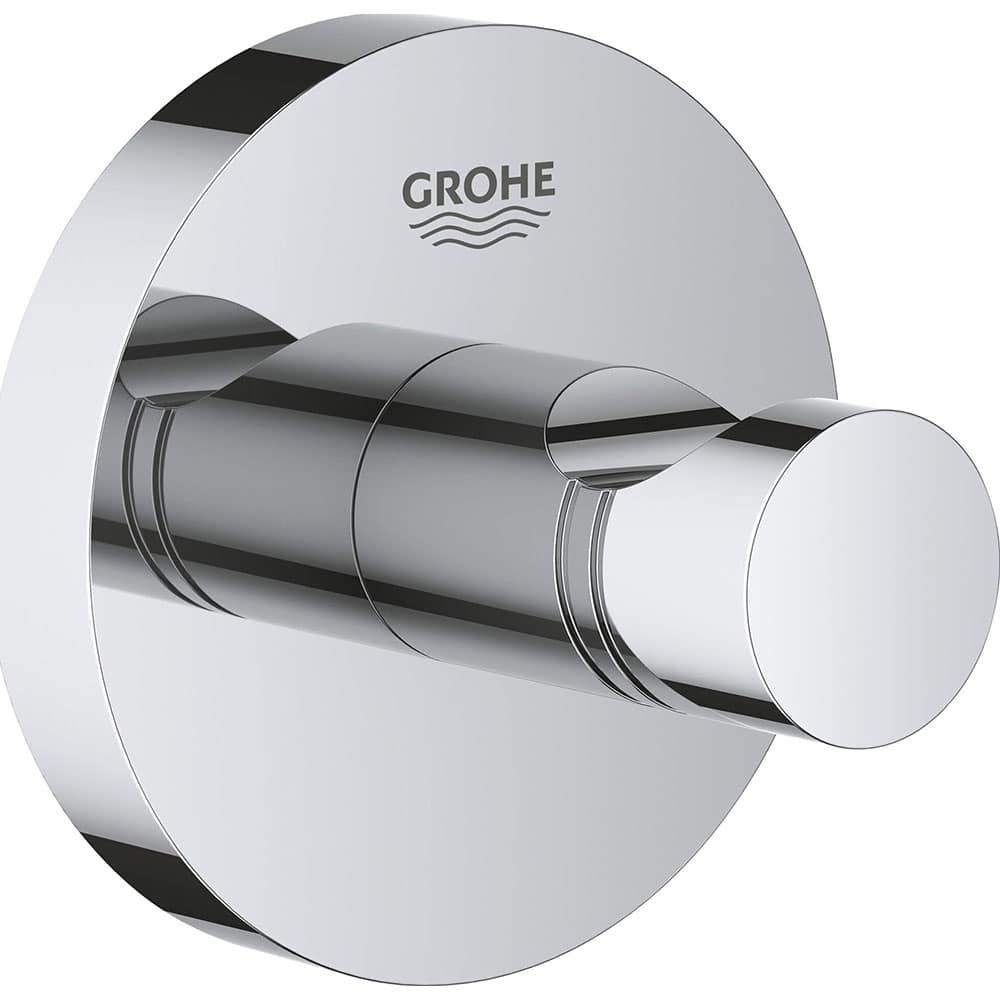 Grohe - Washroom Shelves, Soap Dishes & Towel Holders; Type: Robe Hook ; Material: Metal ; Length (Inch): 1-3/4 ; Width (Inch): 2-1/8 ; Depth (Inch): 1-3/4 ; Finish/Coating: Polished Chrome - Exact Tooling