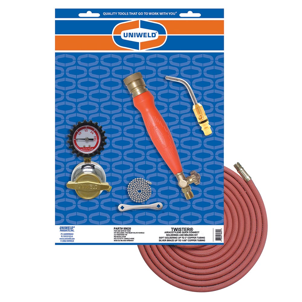 Made in USA - Propane & MAPP Torch Kits; Type: Air/Acetylene ; Fuel Type: Acetylene ; Contents: Acetylene Regulator RB; Handle TH6; Tips A-5; Acetylene Hose H12; Tank Key w/chain W05 ; Contents: Acetylene Regulator RB; Handle TH6; Tips A-5; Acetylene Hos - Exact Tooling