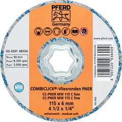PFERD - Quick Change Discs; Disc Diameter (Inch): 4-1/2 ; Attaching System: COMBICLICK ; Abrasive Type: Non-Woven ; Abrasive Material: Silicon Carbide ; Grade: Fine ; Backing Material: Cloth - Exact Tooling