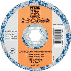 PFERD - Quick Change Discs; Disc Diameter (Inch): 5 ; Attaching System: COMBICLICK ; Abrasive Type: Non-Woven ; Abrasive Material: Silicon Carbide ; Grade: Fine ; Backing Material: Cloth - Exact Tooling