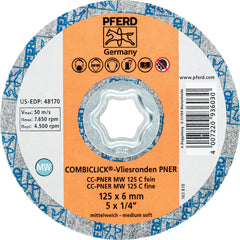 PFERD - Quick Change Discs; Disc Diameter (Inch): 5 ; Attaching System: COMBICLICK ; Abrasive Type: Non-Woven ; Abrasive Material: Silicon Carbide ; Grade: Fine ; Backing Material: Cloth - Exact Tooling