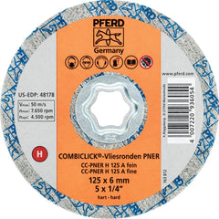 PFERD - Quick Change Discs; Disc Diameter (Inch): 5 ; Attaching System: COMBICLICK ; Abrasive Type: Non-Woven ; Abrasive Material: Aluminum Oxide ; Grade: Fine ; Backing Material: Cloth - Exact Tooling